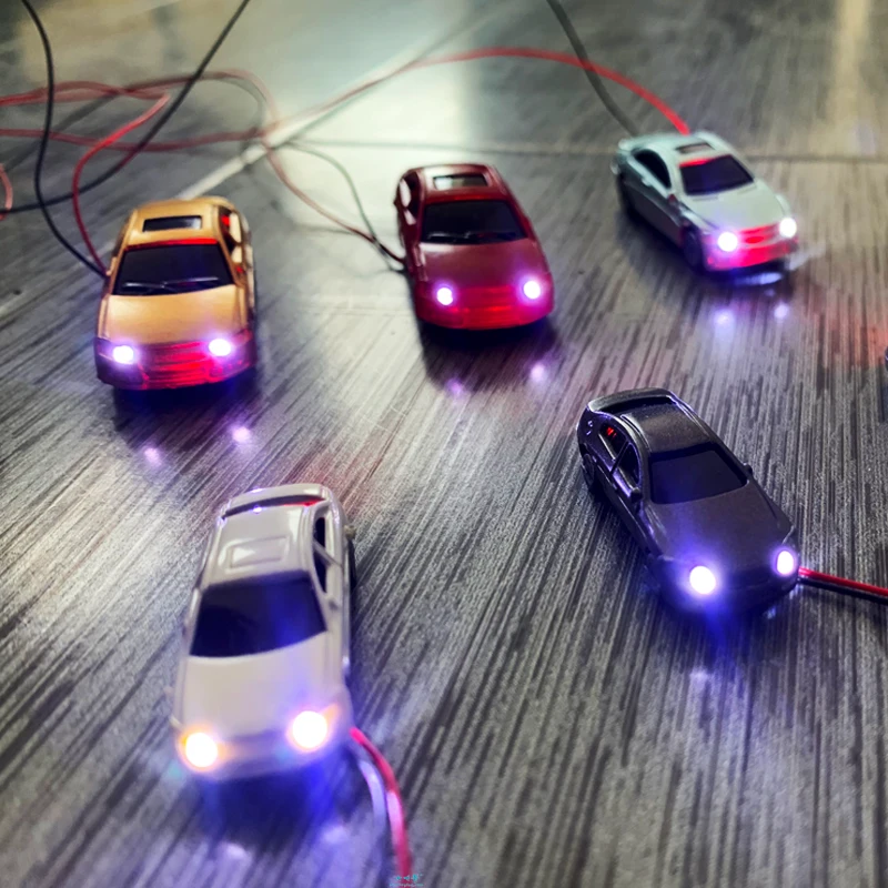 Modelo de coches con luces Led de 3v/12v, conjunto de diseño de paisaje de construcción de tren, ferrocarril, HO/N 1:75 1:87 1;150