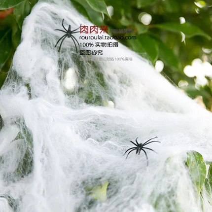 Halloween Decoration Ghost Festival Decoration Spider Cotton Net Simulation Spider Web (Including 2 Small Spiders)