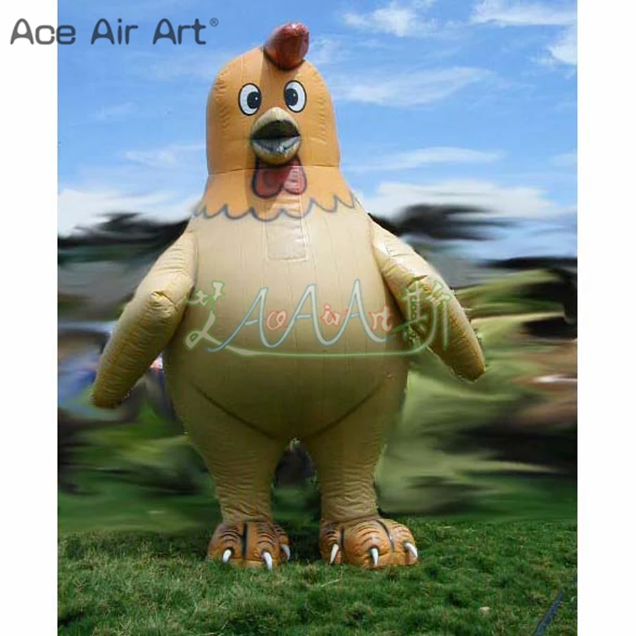 Inexpensive 3mH Inflatable Animal Standing Inflatable Chicken Cartoon Outdoor Decoration Exhibition  Made By Ace Air Art