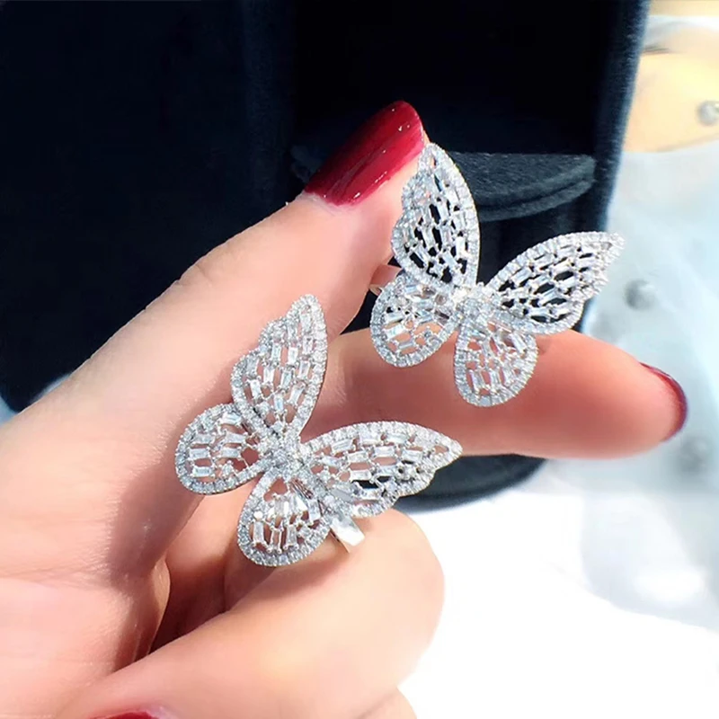 18K Au750 White Gold Ring 0.8Carat Nature Diamond Butterfly Ring Wedding Party Engagement Anniversary Fashion Elegant