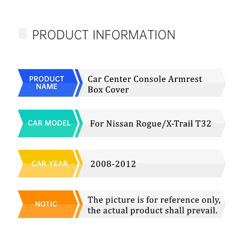 Center Console Cover Pad For Nissan Rogue / X-Trail T32 2008 2009 2010 2011 2012, Waterproof Car Armrest Seat Box Cover