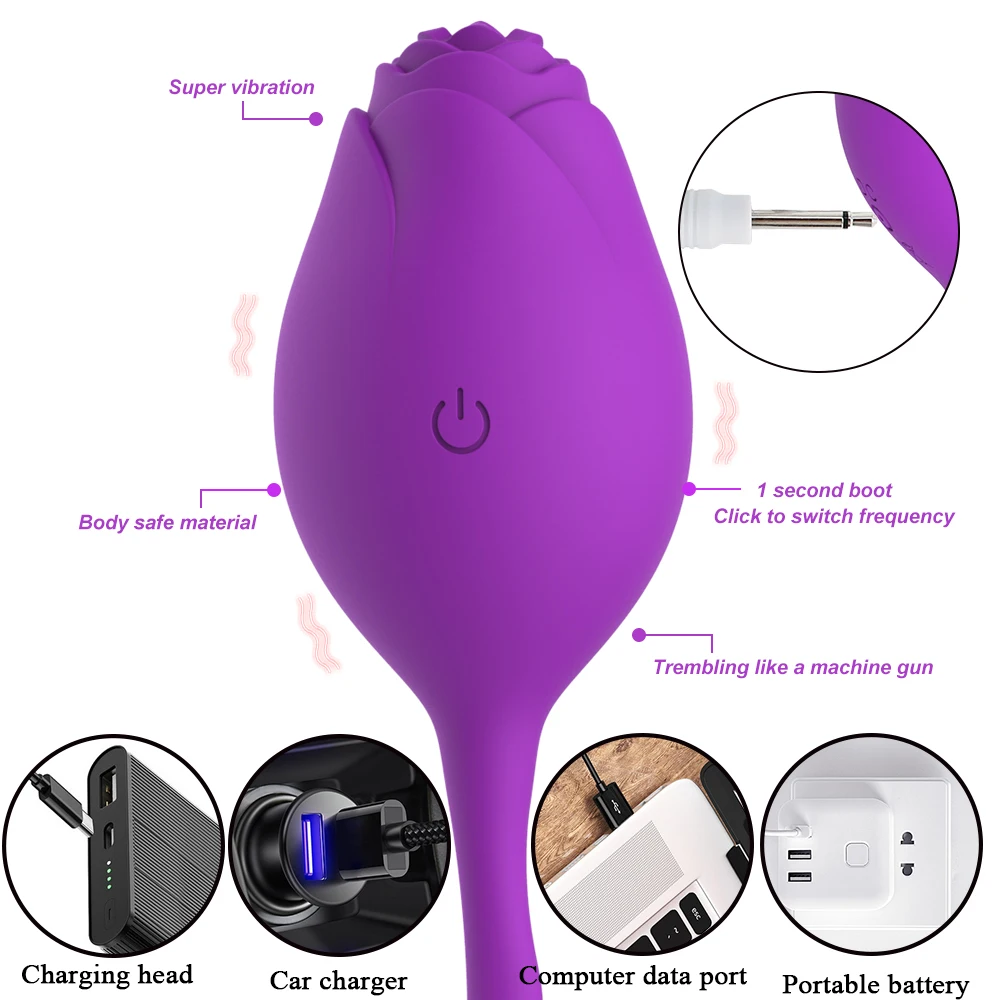 Rose Powerful Suction Vibrator Kegel Ball Wireless Remote Control Tighten Bladder and Pelvic Floor Exercise Sex Toys for Women