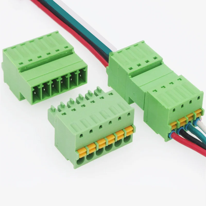 5sets 3.81mm Terminal Block Solder-free Male and Female Docking 15EDGRK 3.81 Screw-free Spring Terminal 2/3/4/5/6/7/8P