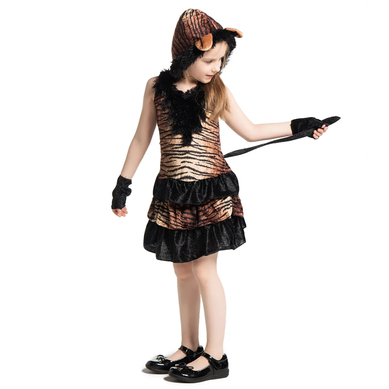 Meisjes Leuke Jungle Tiger Animal Thema Tijgerin Kind Kids Speeltijd Fancy Dress Halloween Party Carnaval Cosplay Kostuum