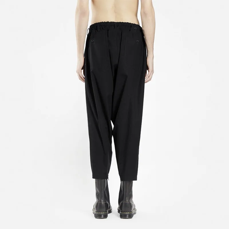 

Spring And Autumn New Men's Hair Stylist Fashion Hip-Hop Loose Harem Pants Low Grade Harem Pants Black Nine Point Pencil Pants