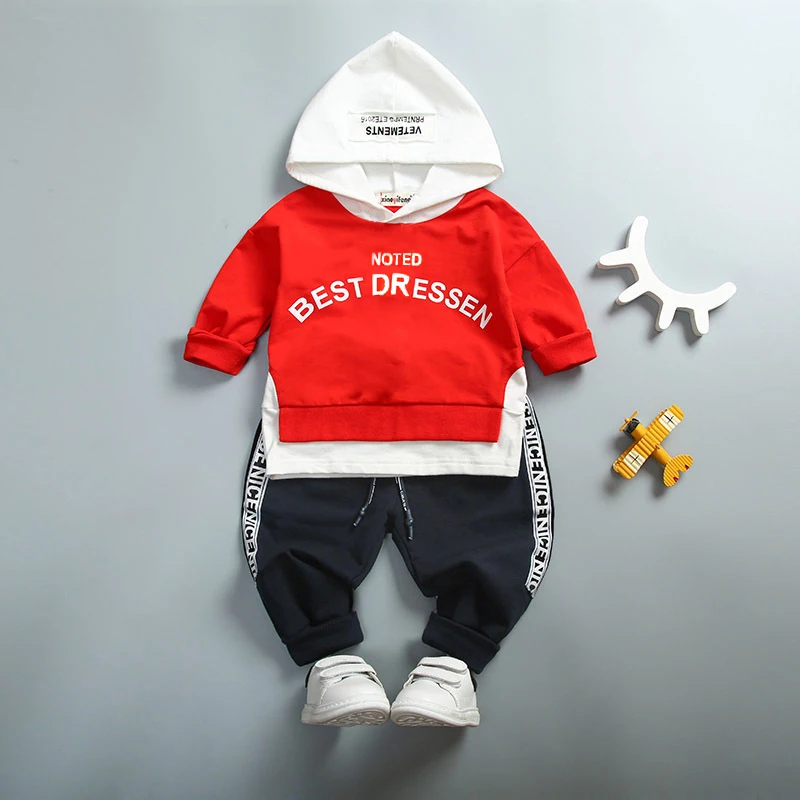 Fashion Children Clothes Spring Autumn Baby Girls Clothing Set Boys Cotton Hooded T-Shirt Pants 2Pcs Sets Casual Kids Tracksuits