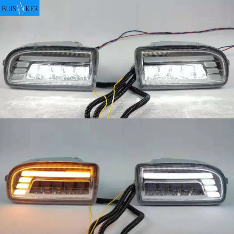 A pair Modified front fog lamp For Toyota Land Cruiser Fj100 LED With Lens Front Bumper lamp Daytime Running Light