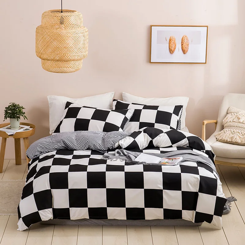 

Geometric Grid Duvet Cover Set with Pillowcase Comforter Cover Bedding Sets Hit Farbe Super Soft Single Double Twin Queen Size