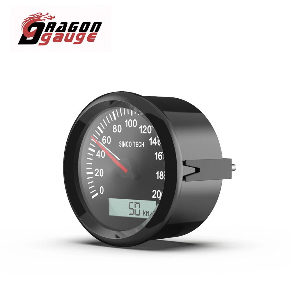 DRAGON GAUGE 85mm Universal GPS Speedometer Pointer LCD Display Odometer 200km/h With GPS Antenn for 12V 24V Car Motorcycle Boat