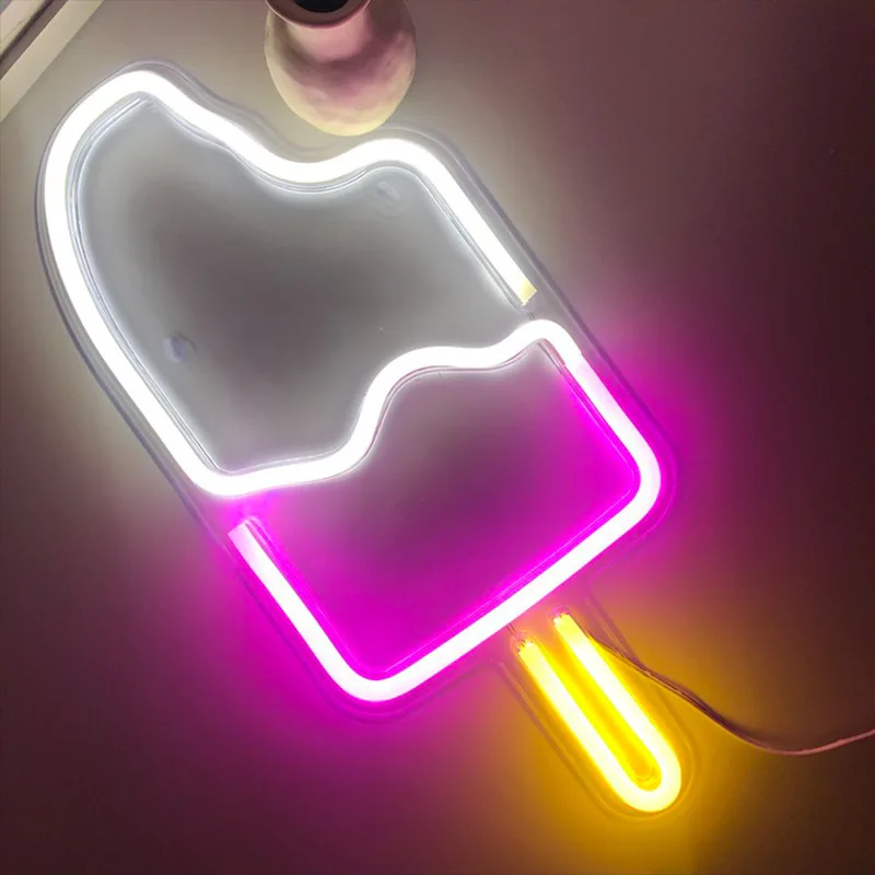 USB powered LED Ice Cream Neon Sign Beer Neon Light  Room Decor Wall Lights Kids Birthday gift