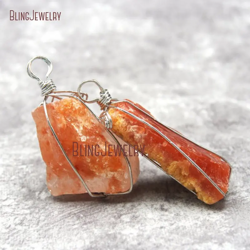 Healing Stone Raw Red Quartzs Pendant Rough    Wrapped   PM27330