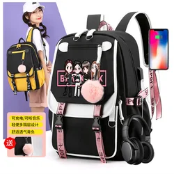 Mochilas escolares anti-roubo para meninas, mochila de carga USB, mochila impermeável, mala de viagem adolescente para mulheres, nova