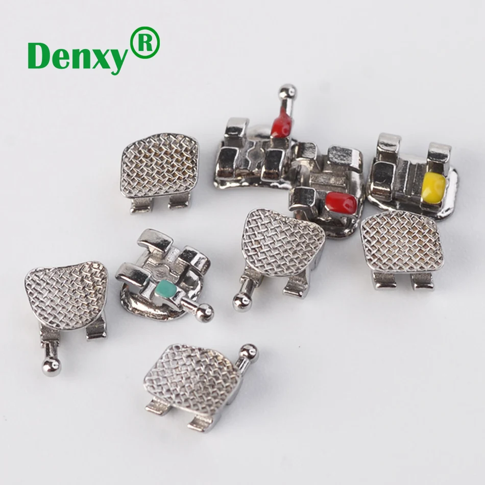 Denxy 10 conjunto de alta qualidade dental ortodôntico malha base suporte metal aço inoxidável ortodôntico cinta roth/mbtt/edgewise