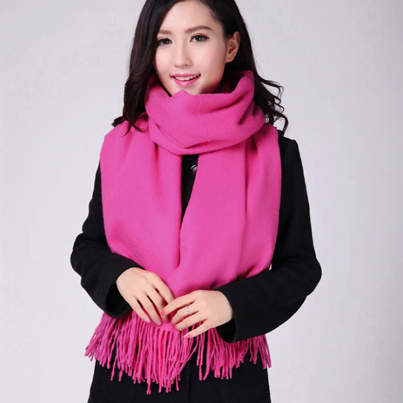 100% Wool New Fashion Burgundy Pashmina Thick Solid Color Women\'s Winter Shawl Scarf Scarves Wrap Warm2017 15 Colors 0115