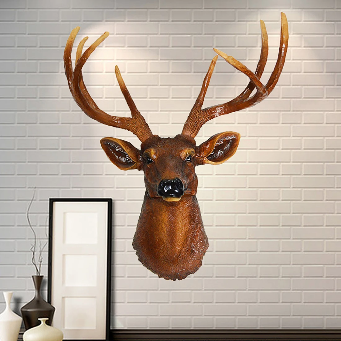 

JOYLIVE Natural Modern Deer Head Office Decor Home Living Room Decoration Resin Crafts Wall Hanging Statues Accessories 2021 New