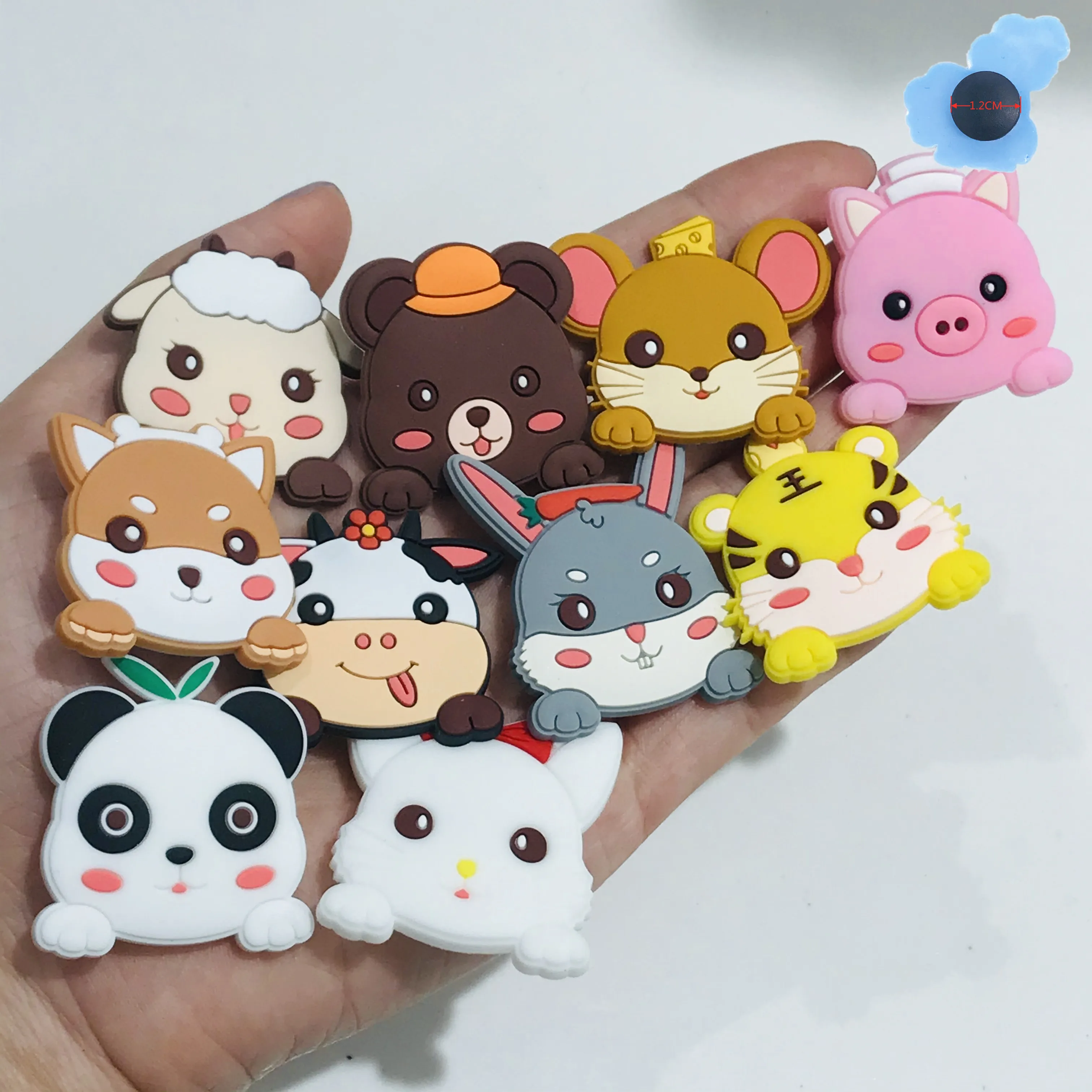 1Pcs Animals Pig Rabbit Tigter Cow Panda PVC Shoe Charms Accessories Decoration Fit Wristbands  Shoes  for Kid's Gift