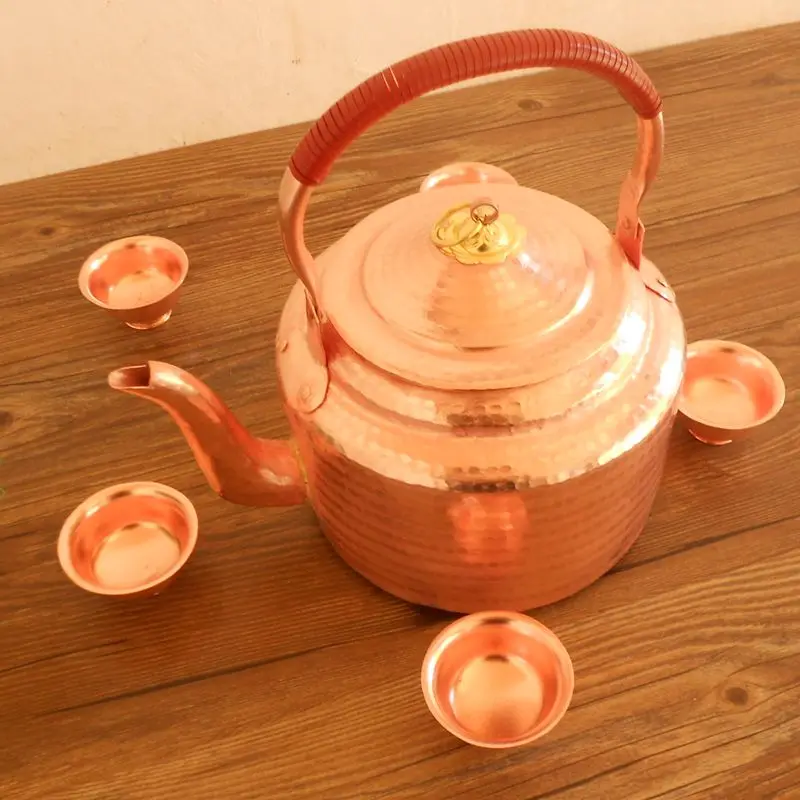 Red Copper Boiling Kettle Pure Copper Water Kettle Handmade Copper Water Jug Large Capacity 1.2L-7L