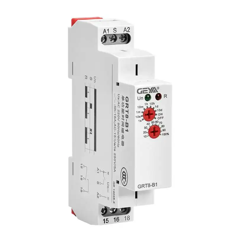 Din Rail Mini Delay OFF Timer Relay Switch GRT8-B Adjustable 16A AC230V or AC/DC12-240V Delay Time Relay with CE CB