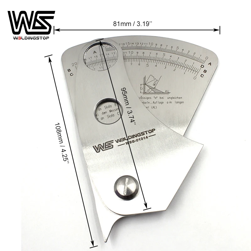 WS Fan Shape Welding Gauge Angle Height Test Ruler Welding Inspection Gage measuring tool