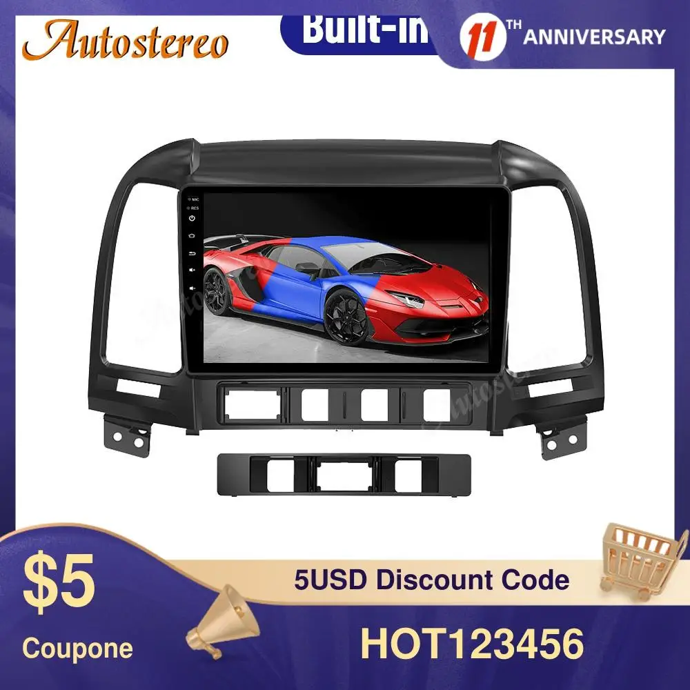

Автомобильный мультимедийный плеер для Hyundai Santa Fe 2006-2011, 2 Din, Android 10,0, радио, стерео, GPS-навигация, головное устройство, Бесплатная карта