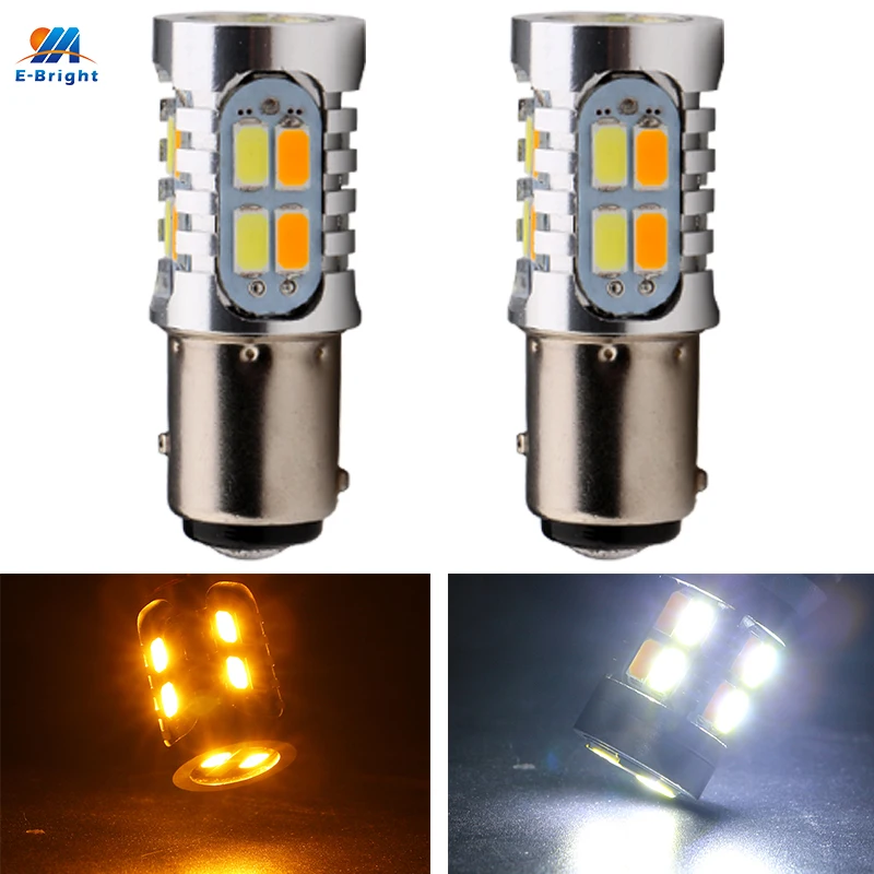 

2PCS S25 1157 P21/5W BAY15D 5730 20 SMD Amber/White Switchback Car Auto LED Bulbs 400Lm Turn Signal Brake Light 12V Dual Color