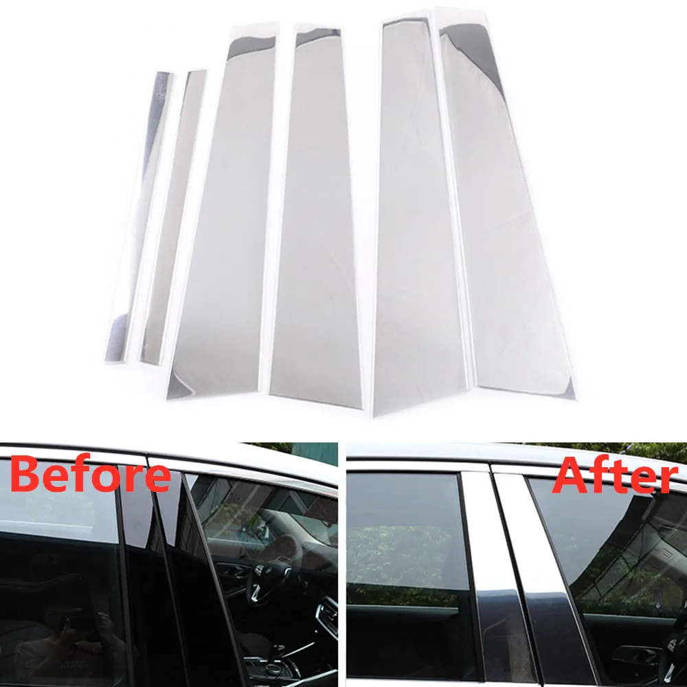 

6Pcs Car Window Pillar Strips Trim Styling Moldings For BMW 3 Series 2020 New Aluminum Alloy Auto Accessories