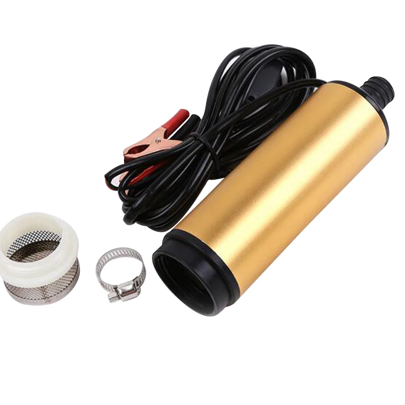 Aluminium Alloy DC 12V 24V 20L/ MinSubmersible Transfer Diesel Fuel Water Oil Pump On/Off Switch Car Camping Portable Gold