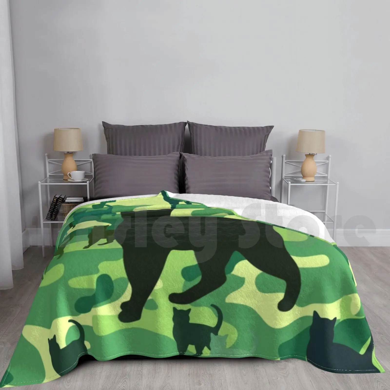 Cool Cat Camouflage Design Blanket Fashion Custom Meow Funny Cat Funny Animals Funny Kittens Special Pets Cat My