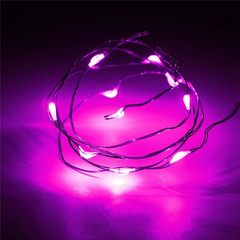 1 متر 10LED RGB الجنية أضواء عيد الميلاد حفل زفاف الديكور Led إضاءة بسلك نحاسي ديكور CR2032 بطارية تعمل دروبشيبينغ