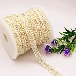 1YD 4 Semicircle Double Row No. 4 Square Imitation Pearl Diamond Chain Wire Diamond DIY Beads Beaded Chain Wire Beads