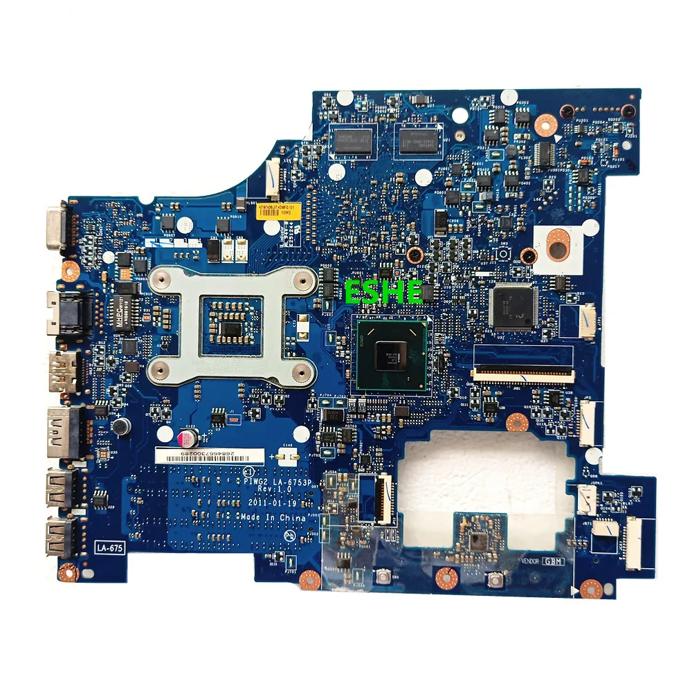 For Lenovo G570 Laptop Motherboard HM65 DDR3 PGA989 Independent graphics card motherboard PIWG2 LA-6753P Mainboard