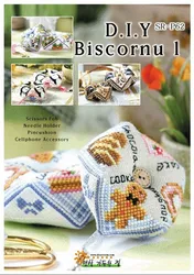 Needlework DIY Kit for Embroidery, Pin Holes Cushion, Cotton Thread Set, Counted Cross-Stitching, White Fabric, Biscornu, 14CT