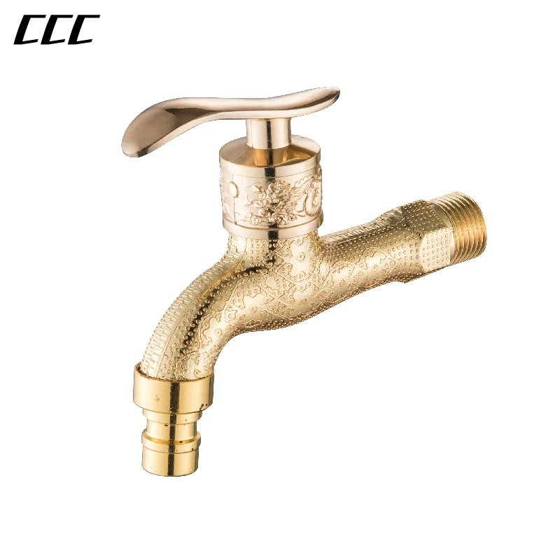 

CCC бытовой золотой ретро настенный смеситель из цинкового сплава открытый сад/ванная комната/швабра бассейн/стиральная машина быстро открывающийся смеситель