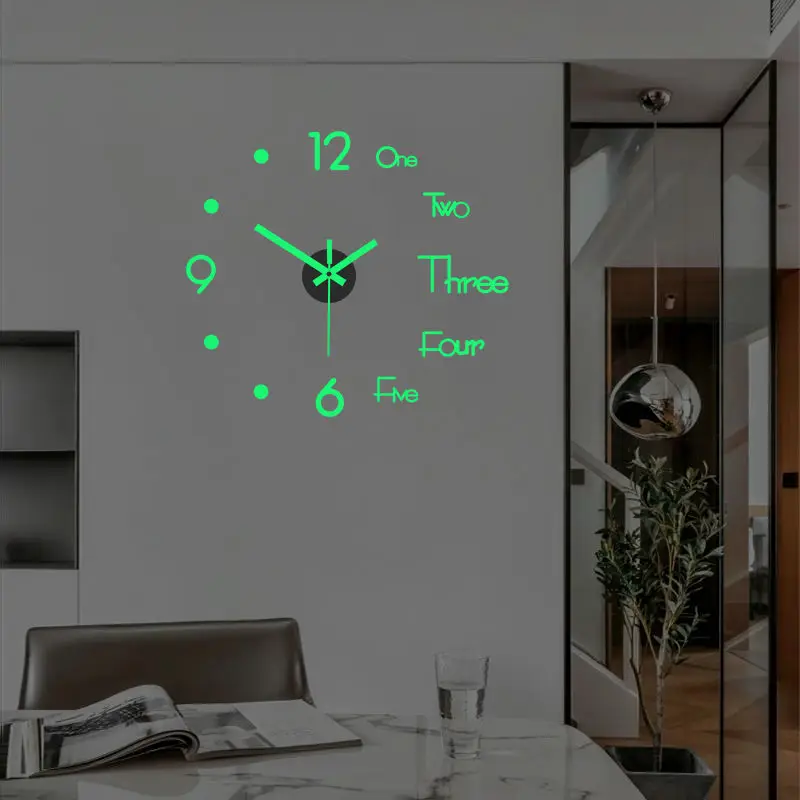 3D Wall Clock Luminous Modern Design Vintage Acrylic Mirror Stickers Needles Watch Mute DIY Living Room