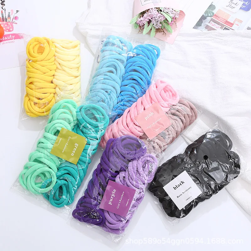 50Pcs/Set Women Girls Candy Color Nylon Elastic Hair Bands Ponytail Holder Rubber Bands Scrunchie Headwear Hair Accessories