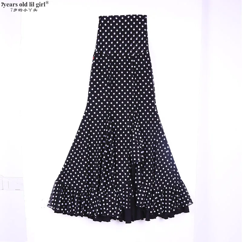 Spanish Dance Dress Flamenco Practice Skirt Multilayer Wear Women Fishtail