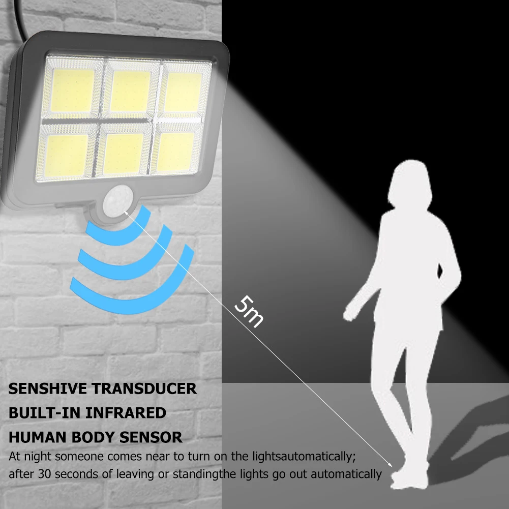 Ip65 led solar luz de parede solar luz de poste de amarração led luz de parede solar controle remoto sensor de movimento humano lâmpada do jardim ao ar livre