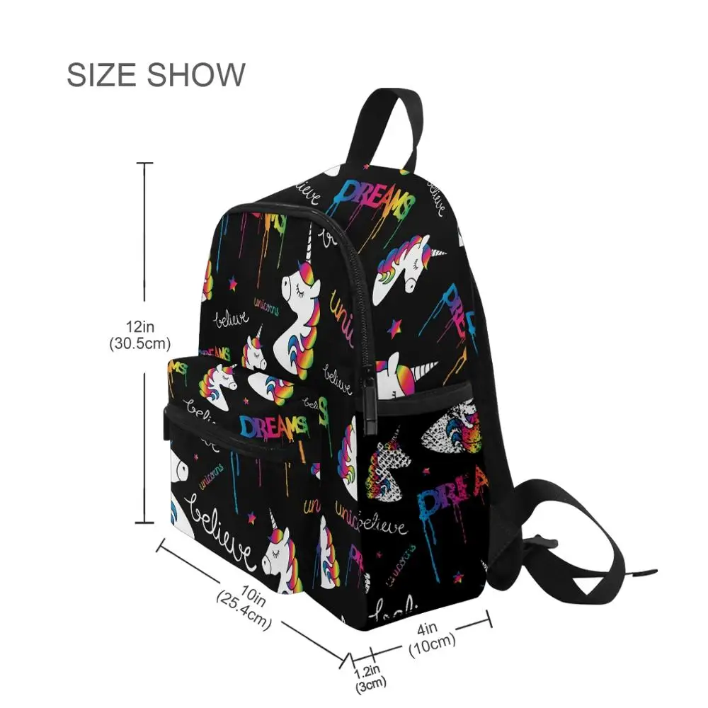 ALAZA New Fashion Children's Set Kids School Bags Unicorn Pattern Teenagers with Black Shoulder Book Lunch Pencil Bag