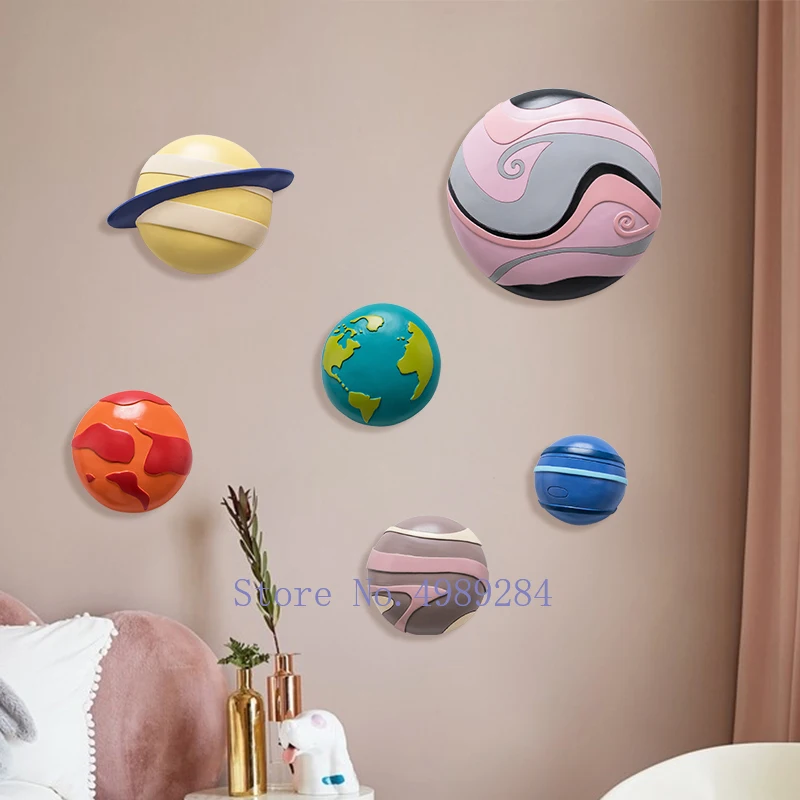 Resin Background Wall Decoration Planet Earth Universe Wall Decoration Children's Room Suspension Modern Home Decoration