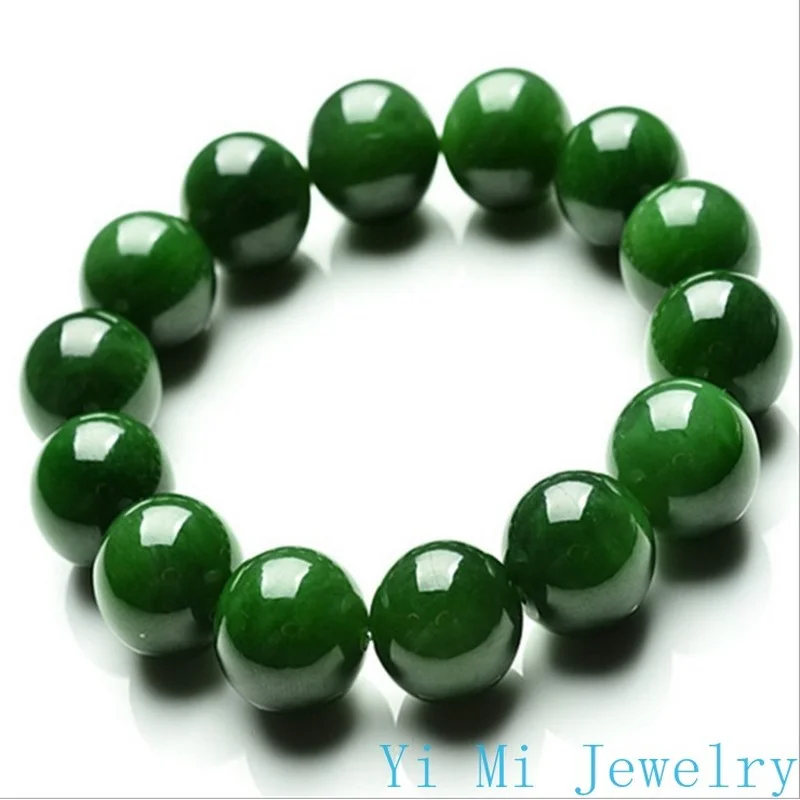 Natural Emerald Bracelet Men and Women Single Circle Round Jade Beads Jasper Bracelet Beads jade jewelry