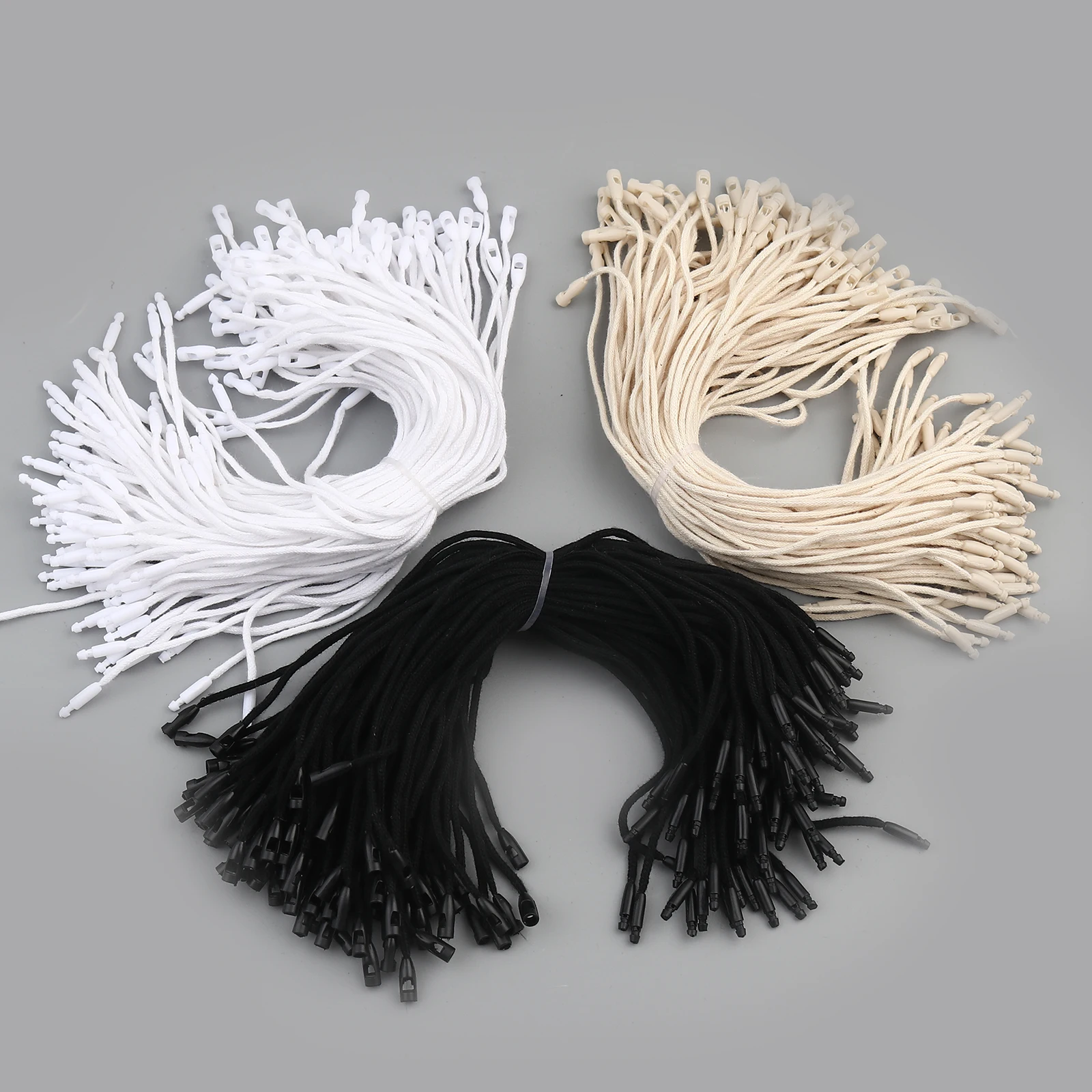 200pcs Clothes Tag Clothing Wire Rope Cotton/Wax/ Polyester Hang Label With Plastic String Snap Lock Pin Loop Tie Fasteners Cord