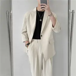 Lente Zomer Britse Stijl Formele Blazer Mannen Koreaanse Mode Losse Casual Kleding Jas Mannen Harajuku Sociale Jasje Mannen M-2XL