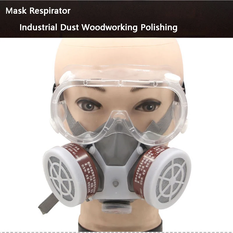 

Industrial Chemical Dust-proof Gas Mask with Glasses Spray Paint Painting Decoration Polishing Formaldehyde Protection Pesticide