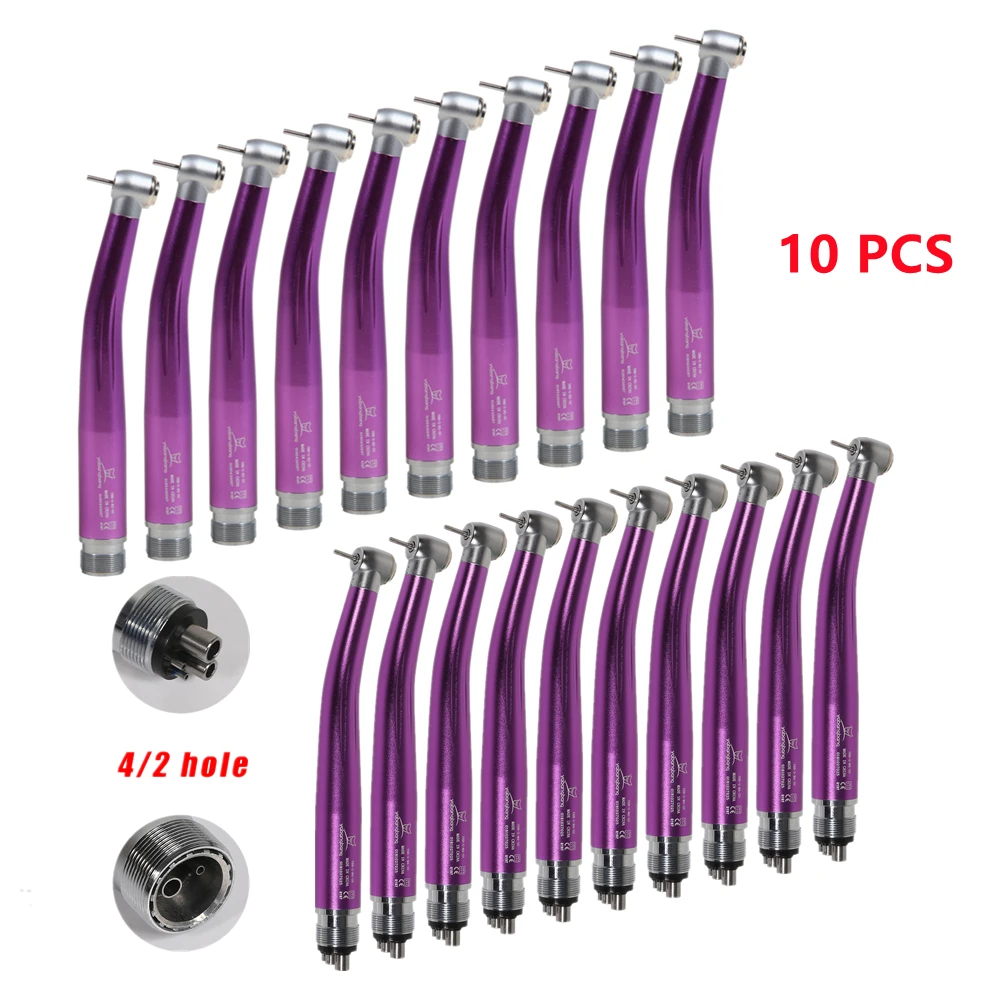 10pcs Purple Color Dental High Speed Handpiece 2/4 Hole Standard Head Push Button for NSK YABANGBANG