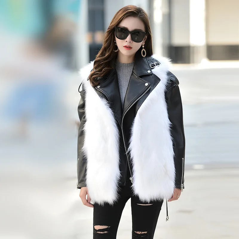 

Women 2020 Women's Short Motorcycle Sheepskin Coat Genuine Leather Jacket Real Fur Chaqueta Mujer ZLL YY405