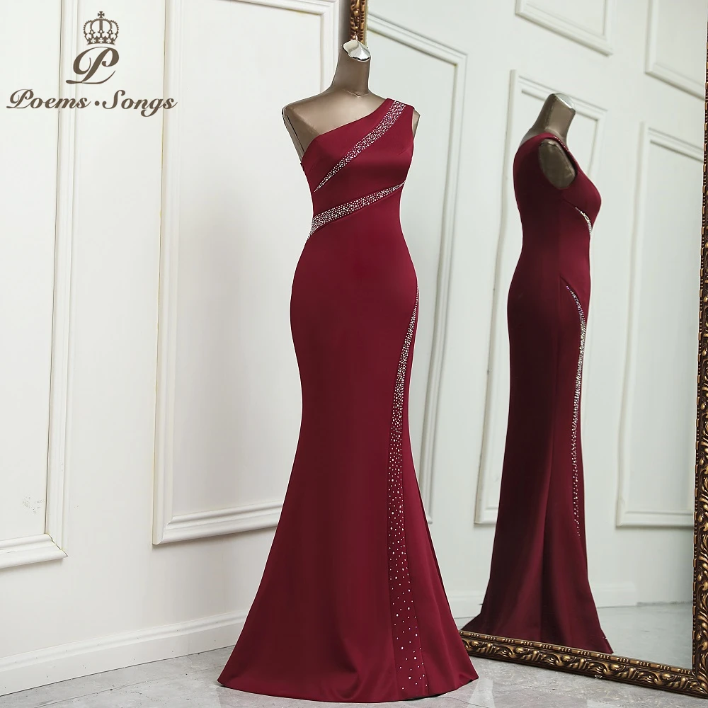 Sexy One shoulder evening dress vestidos formales vestidos de fiesta robe de soiree de mariage robe longue prom dress