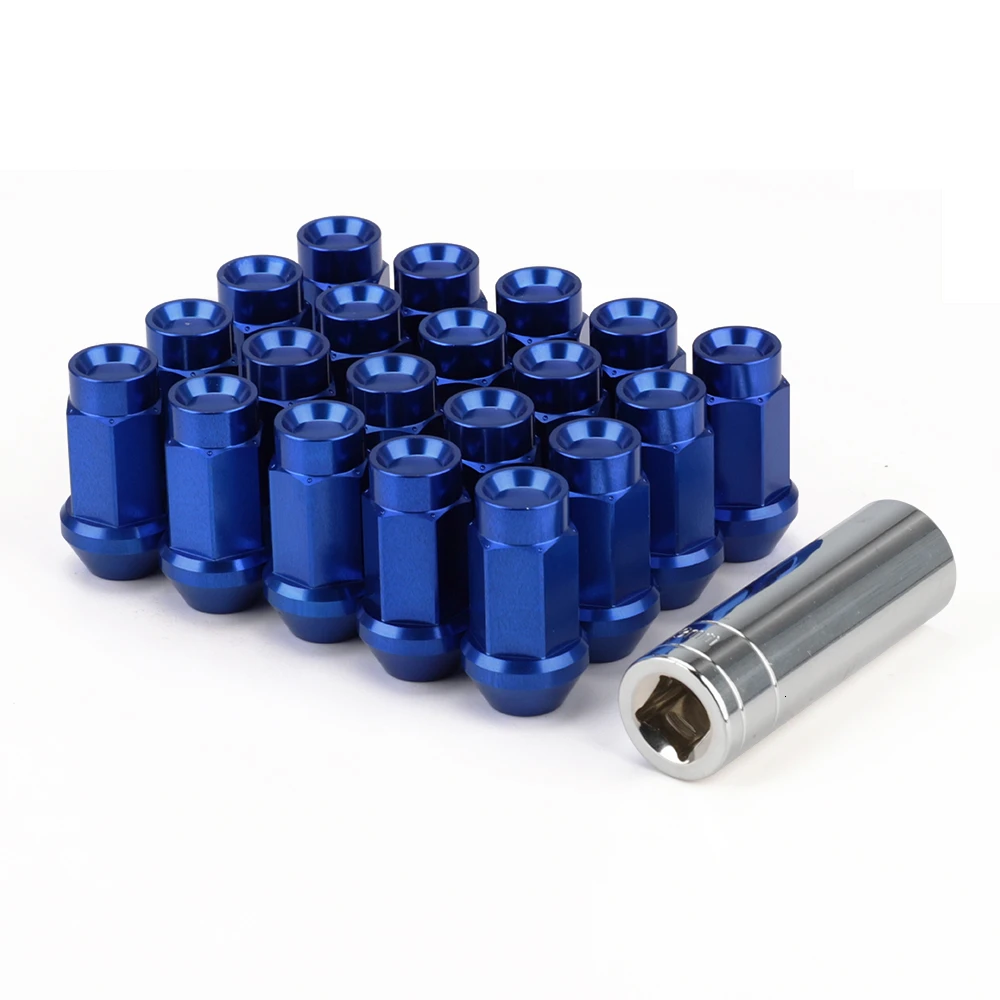 20pcs M12x1.5 M12*1.25  Racing Car Modification Hex 19MM Wheel Nuts Lug Nut Bolts 7075-T6 Aluminum style