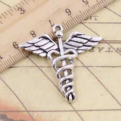 10pcs Charms Caduceus Medical Symbol 40x40mm Tibetan Bronze Silver Color Pendants Antique Jewelry Making DIY Handmade Craft