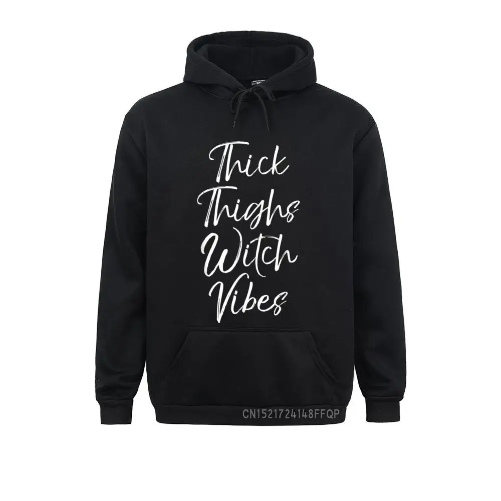 Funny Witch Pun For Women Cute Thick Thighs Witch Vibes Pullover Women Hip Hop Hoodies Sweatshirts Gift Long Sleeve Hoods