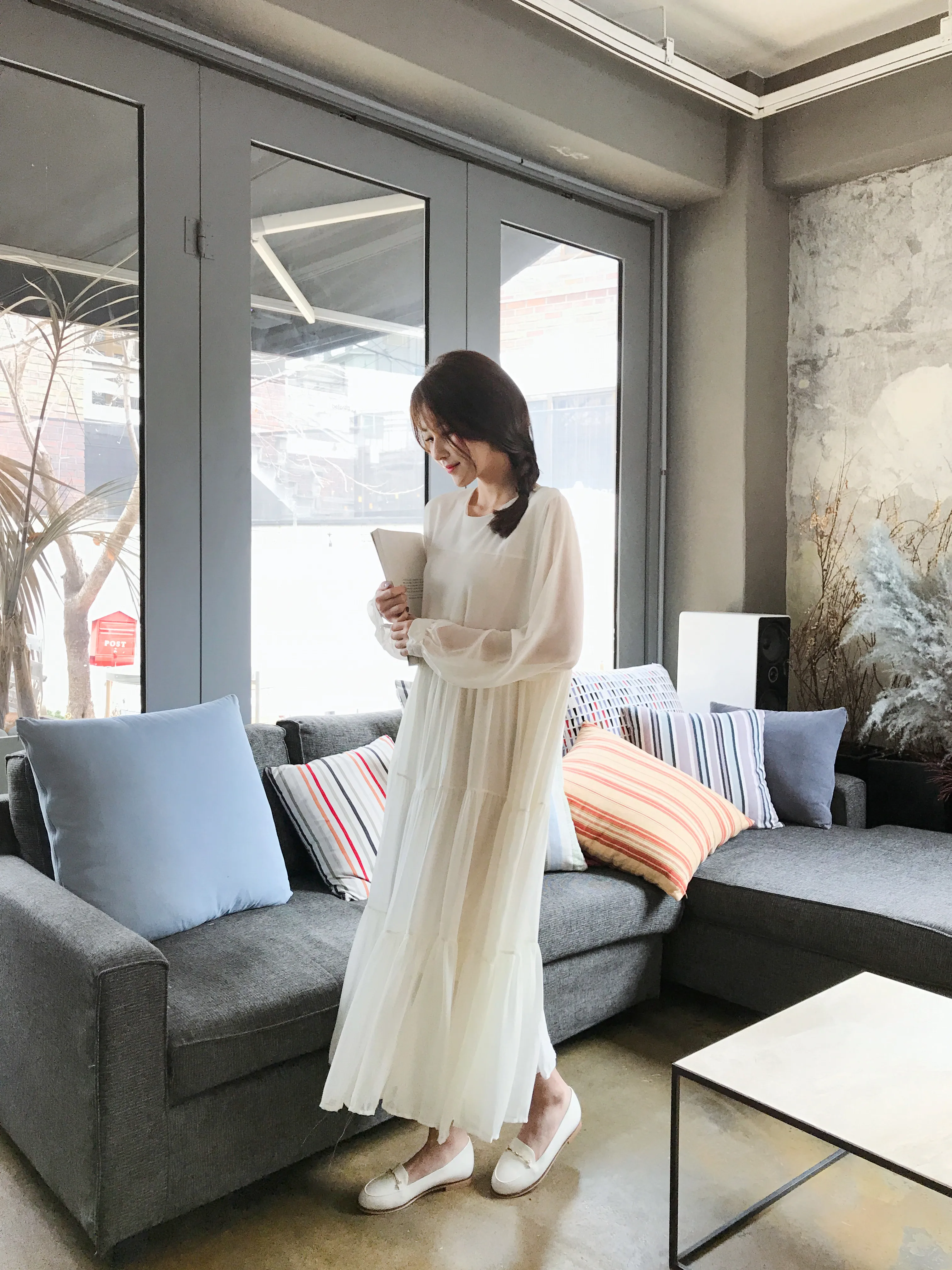 

2020 New New Summer Dress Girls Boho Party Chiffon Female Vintage Dress white long Sleeve Women Dresses long Robe Vestido Pure